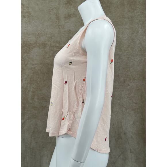 A New Day Tank Top Womens Small Peach Sleeveless Embroidered Drinks Summer Beach - Picture 4 of 9